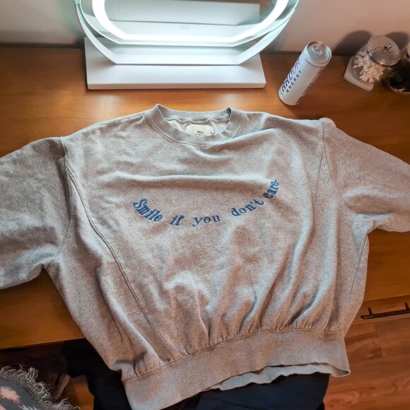 Urban Outfitters embroidered "smile if you don’t care" crewneck sweatshirt - Picture 3 of 5